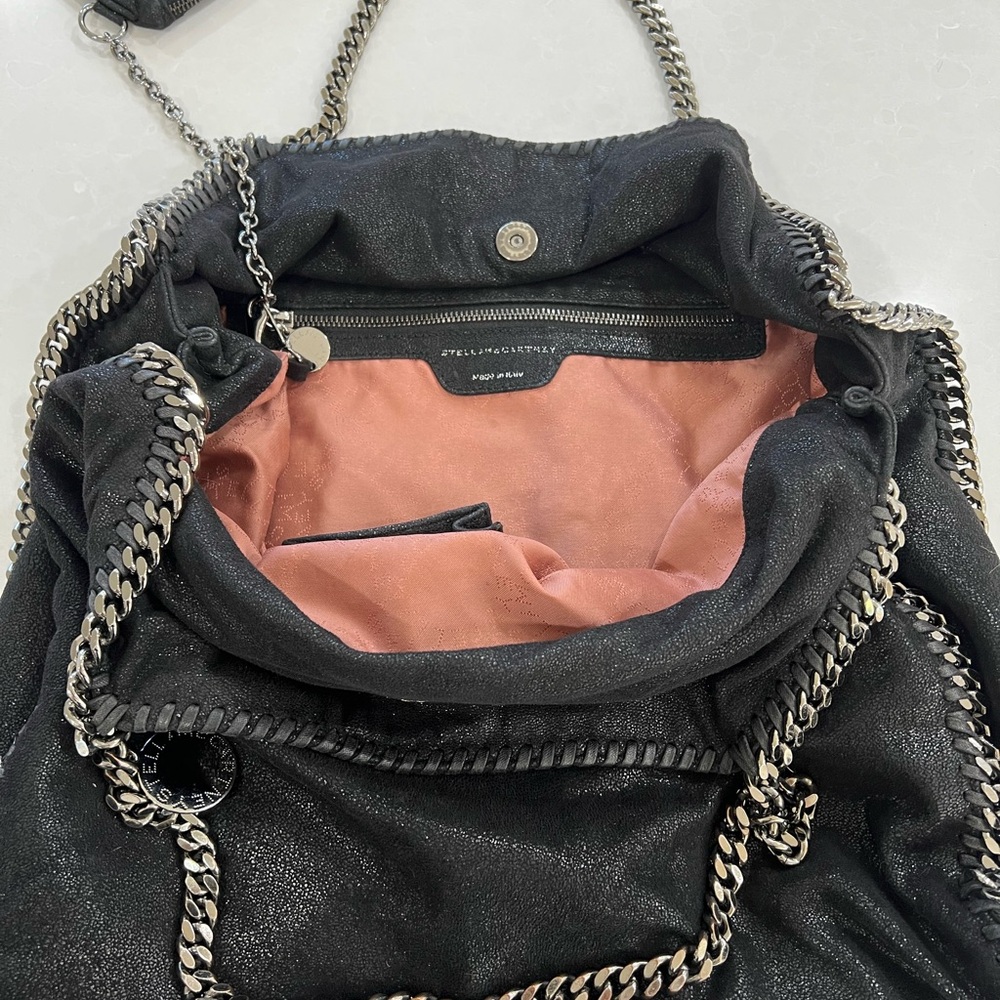 Black Chain-Trimmed authentic falabella tote bag